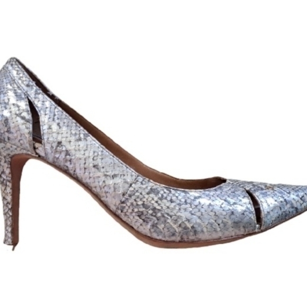 Ann Taylor Pearlescent Python Metallic Leather He… - image 2